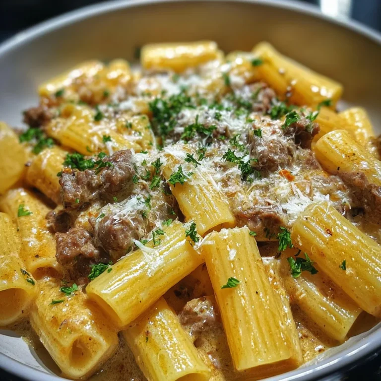 Creamy Beef And Garlic Butter Rigatoni