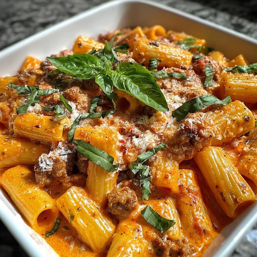 Creamy Roasted Red Pepper Rigatoni