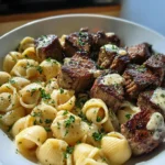 Garlic Butter Steak Bites & Creamy Parmesan Shells