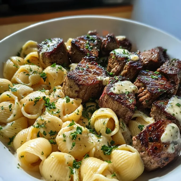Garlic Butter Steak Bites & Creamy Parmesan Shells
