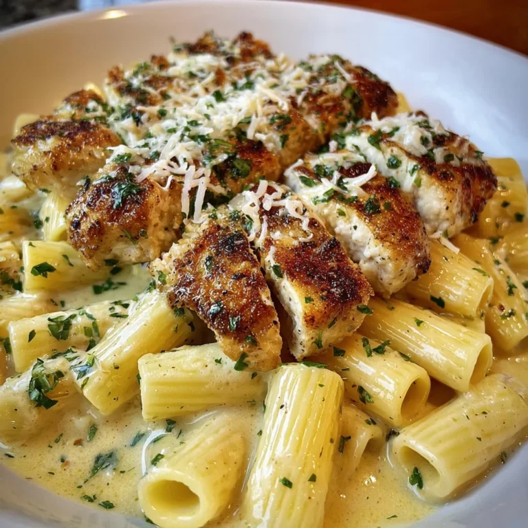 Garlic Parmesan Chicken With Creamy Rigatoni Pasta