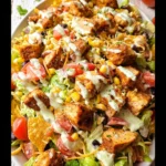 Loaded Chicken Taco Salad with Creamy Lime-Cilantro Dressing