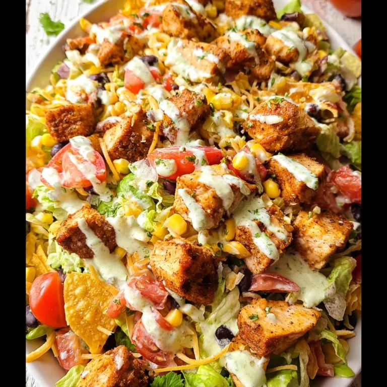 Loaded Chicken Taco Salad with Creamy Lime-Cilantro Dressing