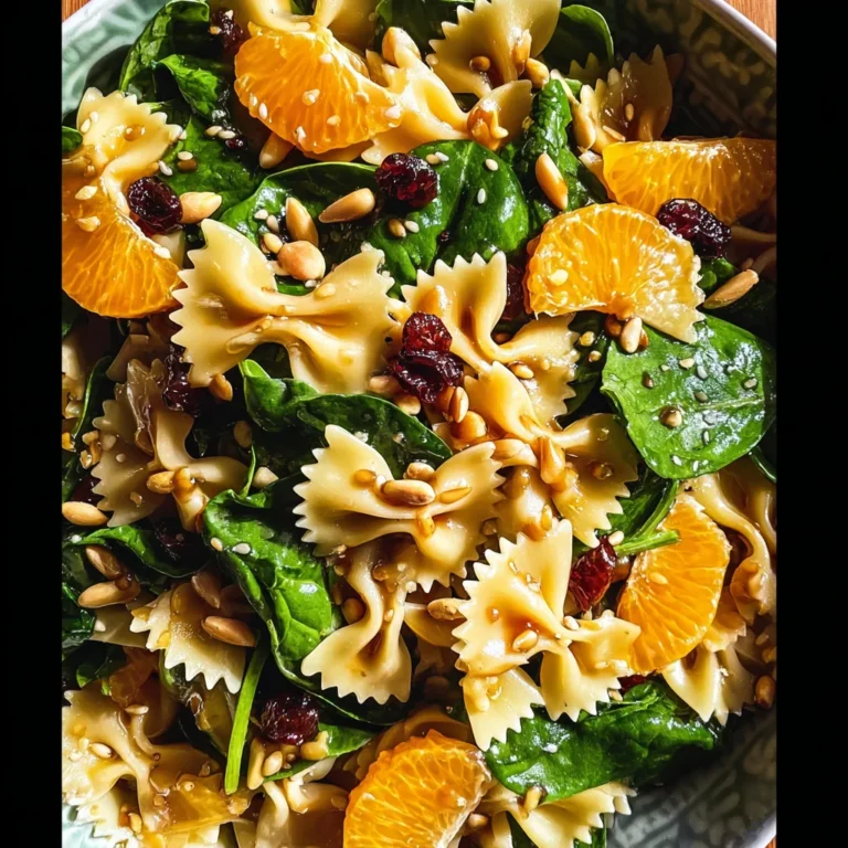 Mandarin Pasta Spinach Salad with Teriyaki Dressing