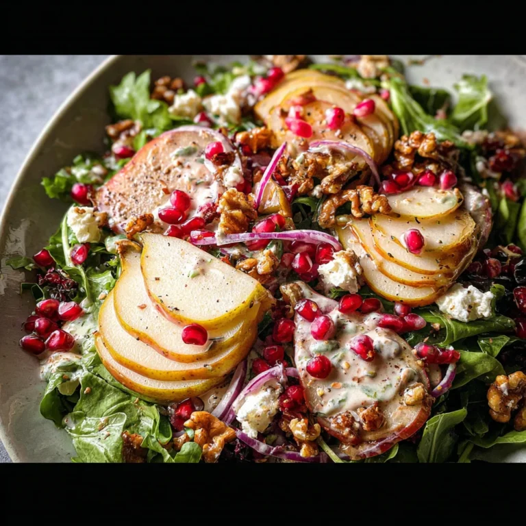 Pear Salad with Creamy Pomegranate Dressing