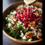 Pomegranate, Kale, and Wild Rice Salad with Walnuts and Feta