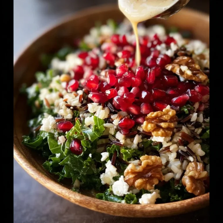 Pomegranate, Kale, and Wild Rice Salad with Walnuts and Feta