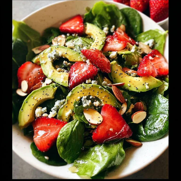 Strawberry Avocado Spinach Salad with Poppyseed Dressing