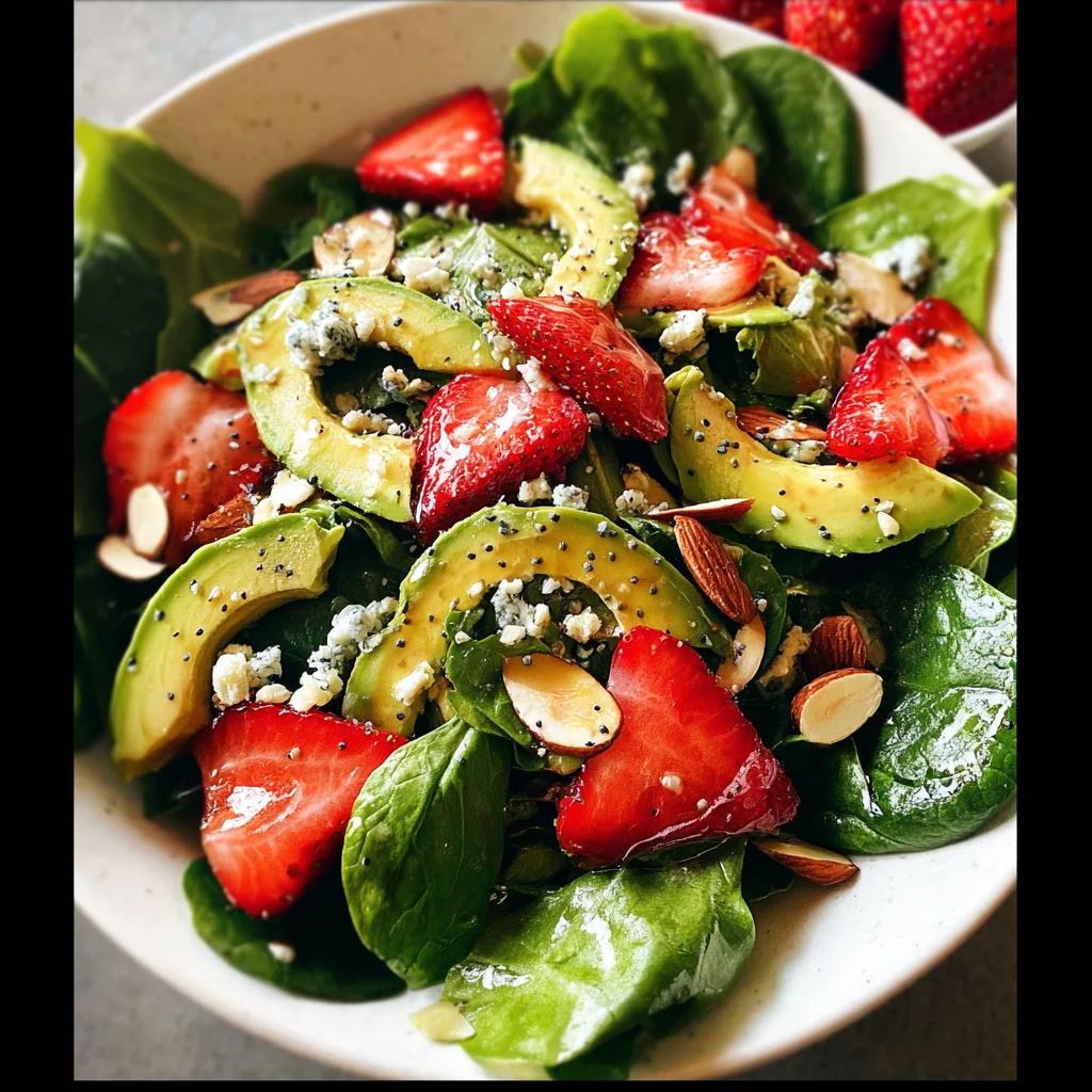 Strawberry Avocado Spinach Salad with Poppyseed Dressing