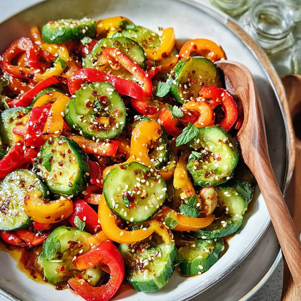 Viral TikTok Cucumber & Bell Pepper Salad