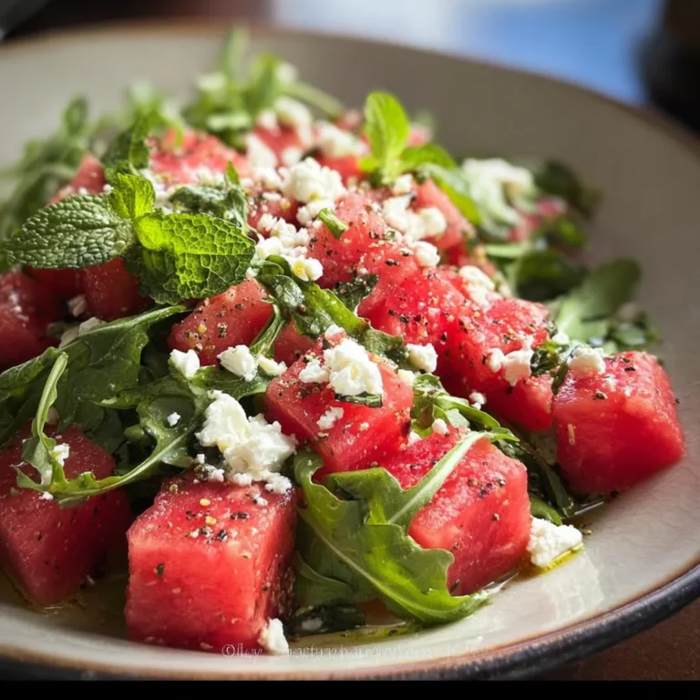 Watermelon Salad with Arugula, Feta, & Fresh Herbs