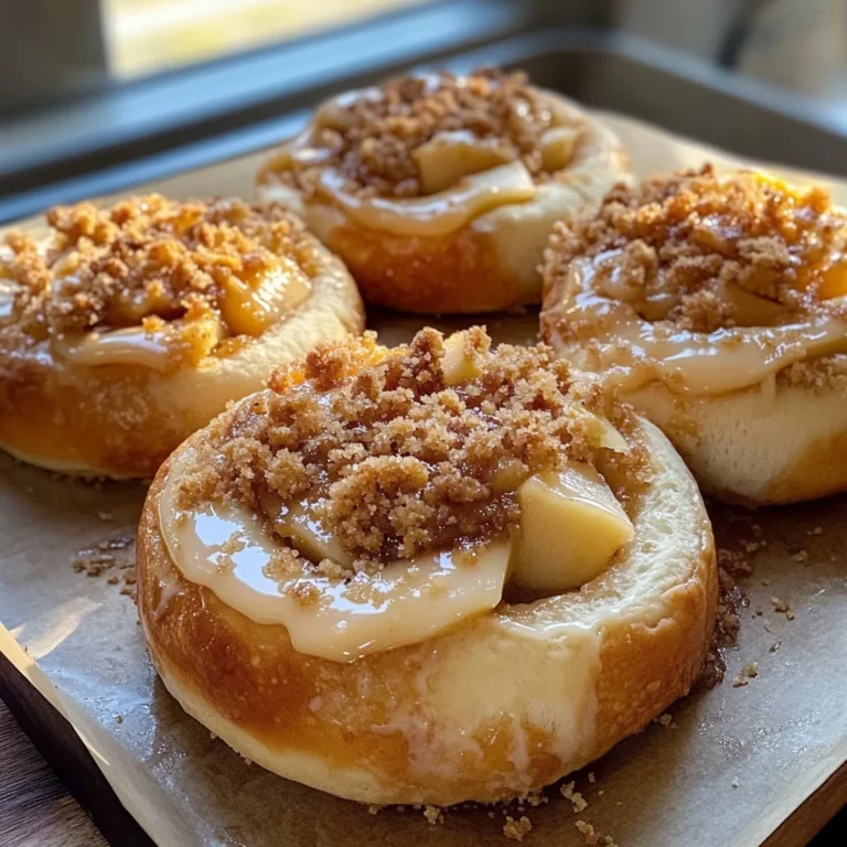 Apple Cheesecake Buns with Crumble Topping & Sweet Glaze