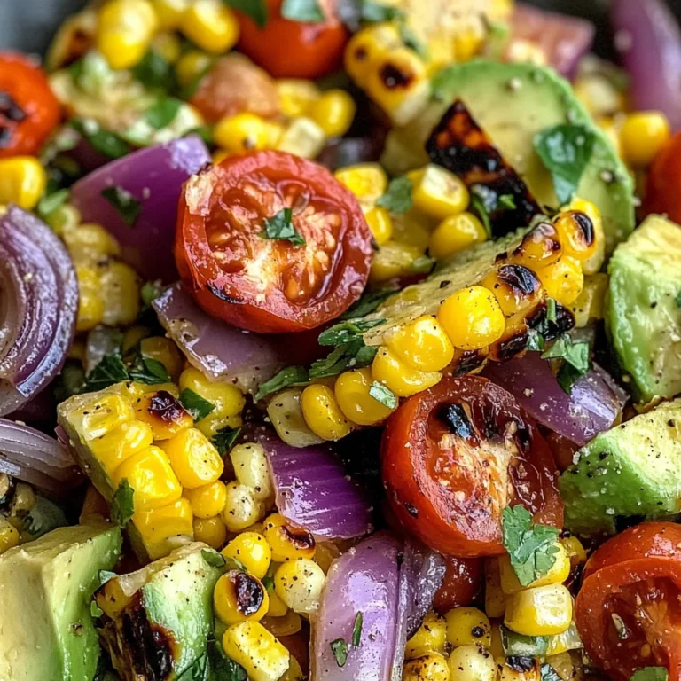 Charred Corn Avocado Salad with Roasted Red Onions