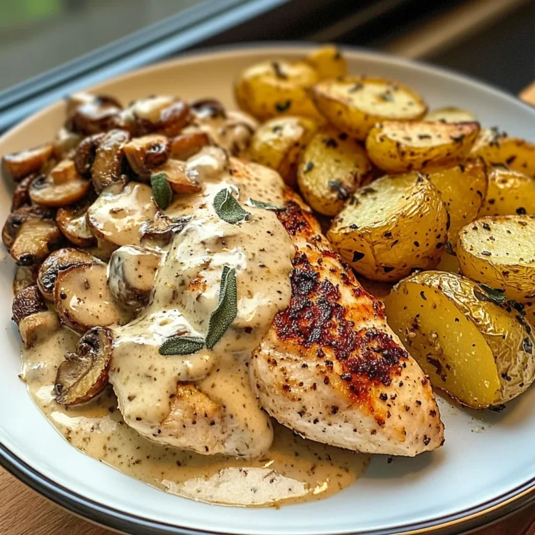 Chestnut Garlic Greek Chicken Alfredo with Sage Potatoes