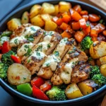 Coconut Garlic Chicken Stir-Fry Bowl with Crispy Potatoes