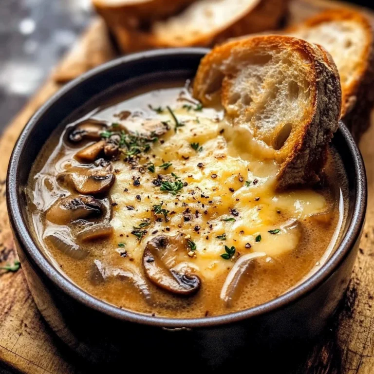 Creamy French Onion and Mushroom Soup.