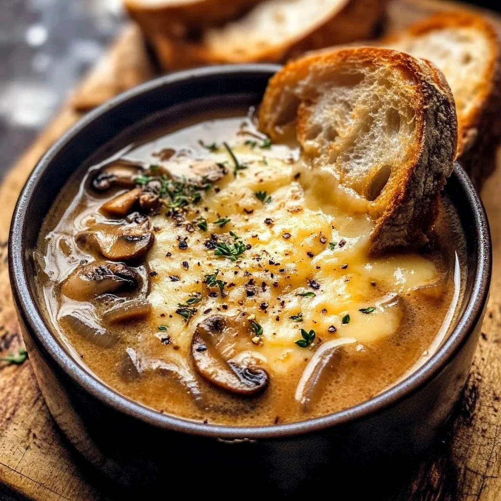 Creamy French Onion and Mushroom Soup.