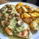Creamy Garlic Mushroom Chicken with Roasted Potatoes