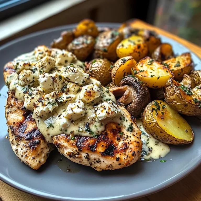Greek Garlic Chicken Alfredo with Crispy Potatoes