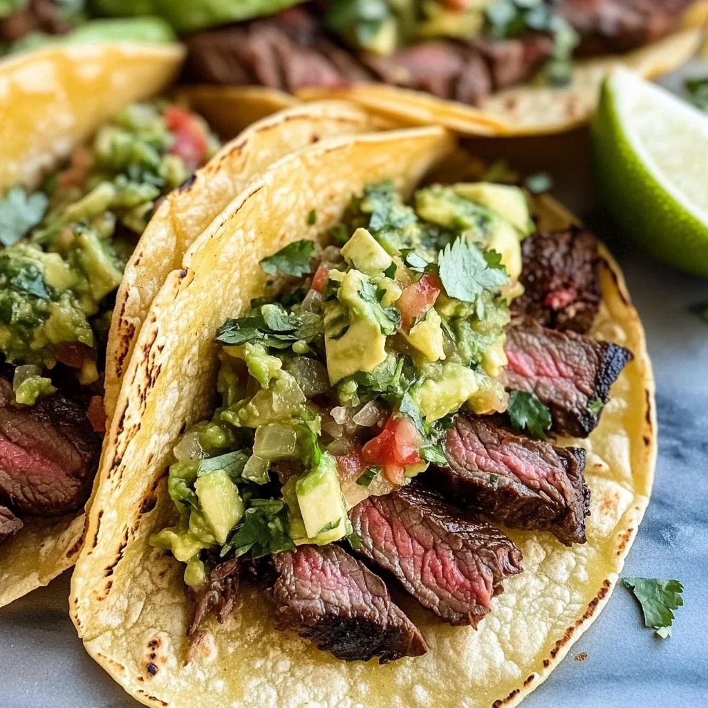 Grilled Steak Tacos with Avocado Salsa