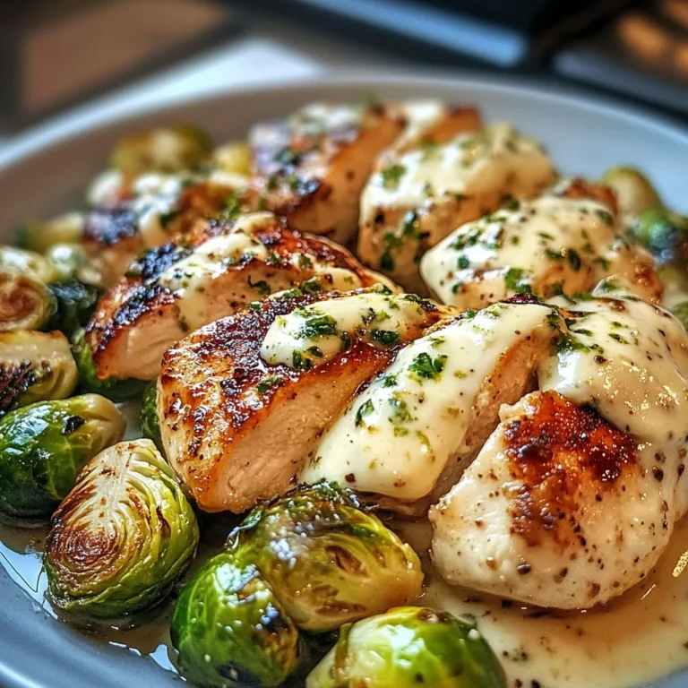 Hot Honey Garlic Chicken Alfredo with Brussels Sprouts
