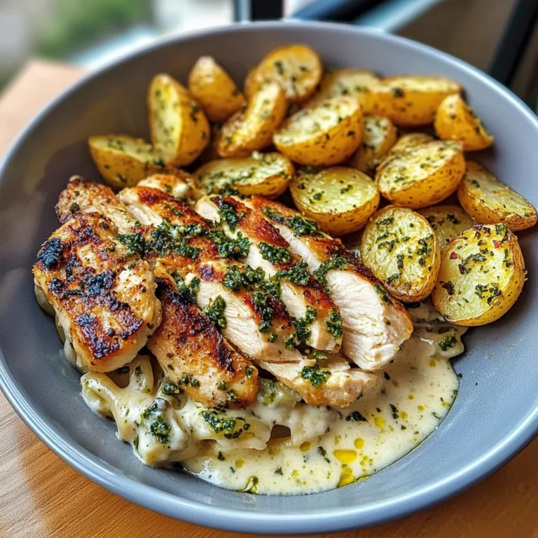 Lemon Artichoke Chicken Alfredo with Garlic Potatoes