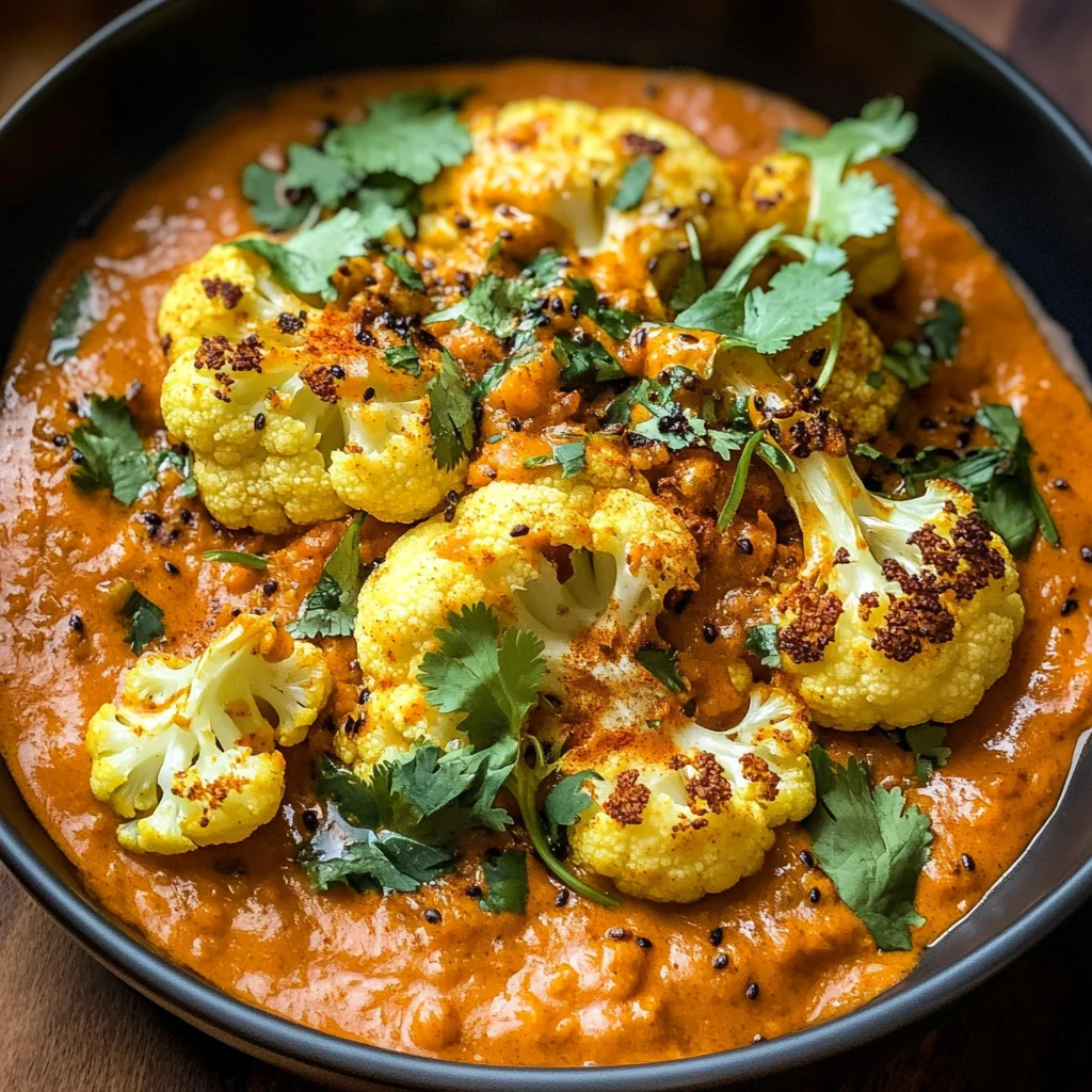Spice-Roasted Cauliflower in Coconut Tomato Sauce with Lentils
