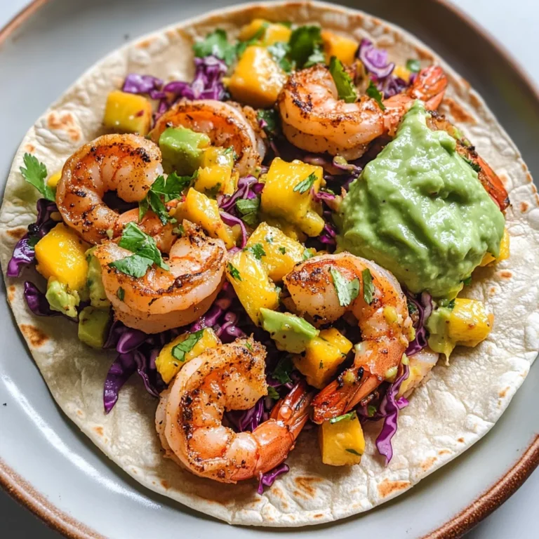 Spicy Shrimp Tacos with Mango Slaw and Avocado Crema
