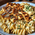 Creamy Alfredo Chicken Rotini with Cajun Butter Drizzle