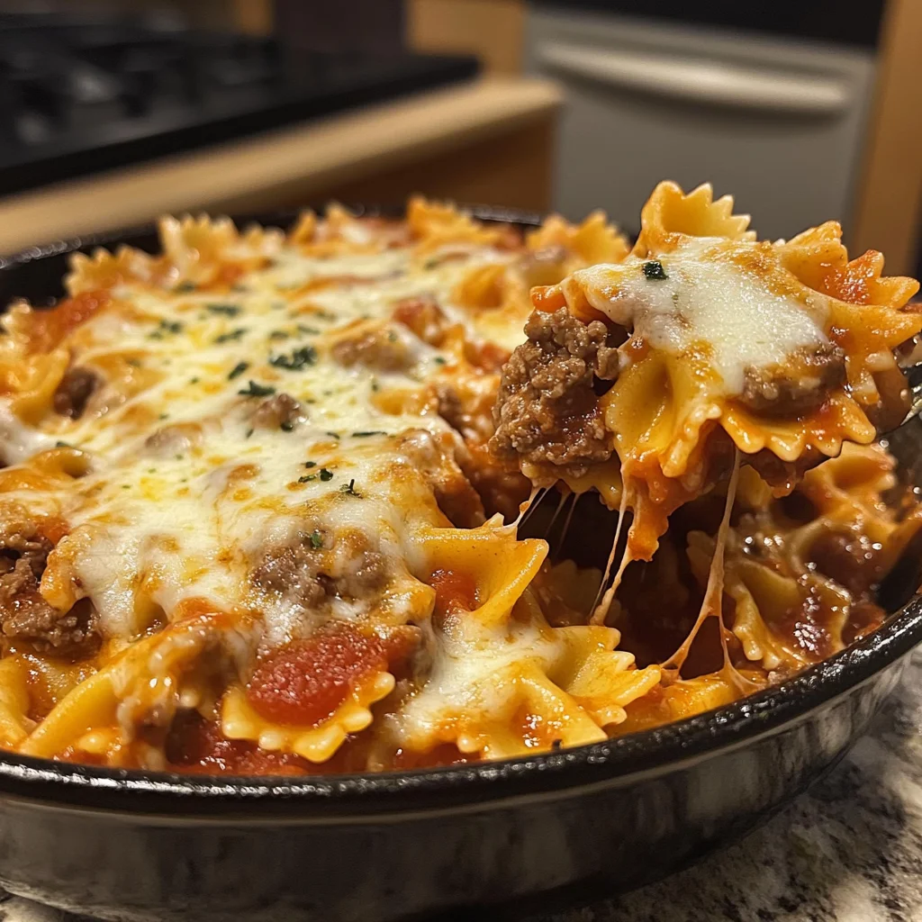 Creamy Baked Velveeta Bowtie Pasta with Italian Beef Marinara