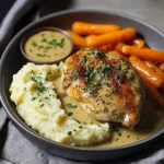 Creamy Herb Roasted Chicken with Mashed Potatoes and Honey-Glazed Carrots