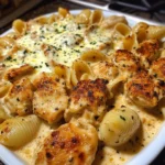 Creamy Parmesan Chicken Shells with Melted Mozzarella