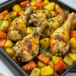 Garlic Herb Chicken Drumsticks with Roasted Veggies