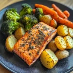 Garlic Salmon with Herbed Potatoes, Carrots & Broccoli