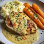 Herb Chicken with Creamy Mustard Sauce, Mashed Potatoes & Glazed Carrots