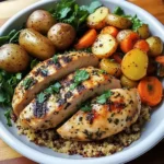 Herb Grilled Chicken with Roasted Potatoes, Carrots & Quinoa