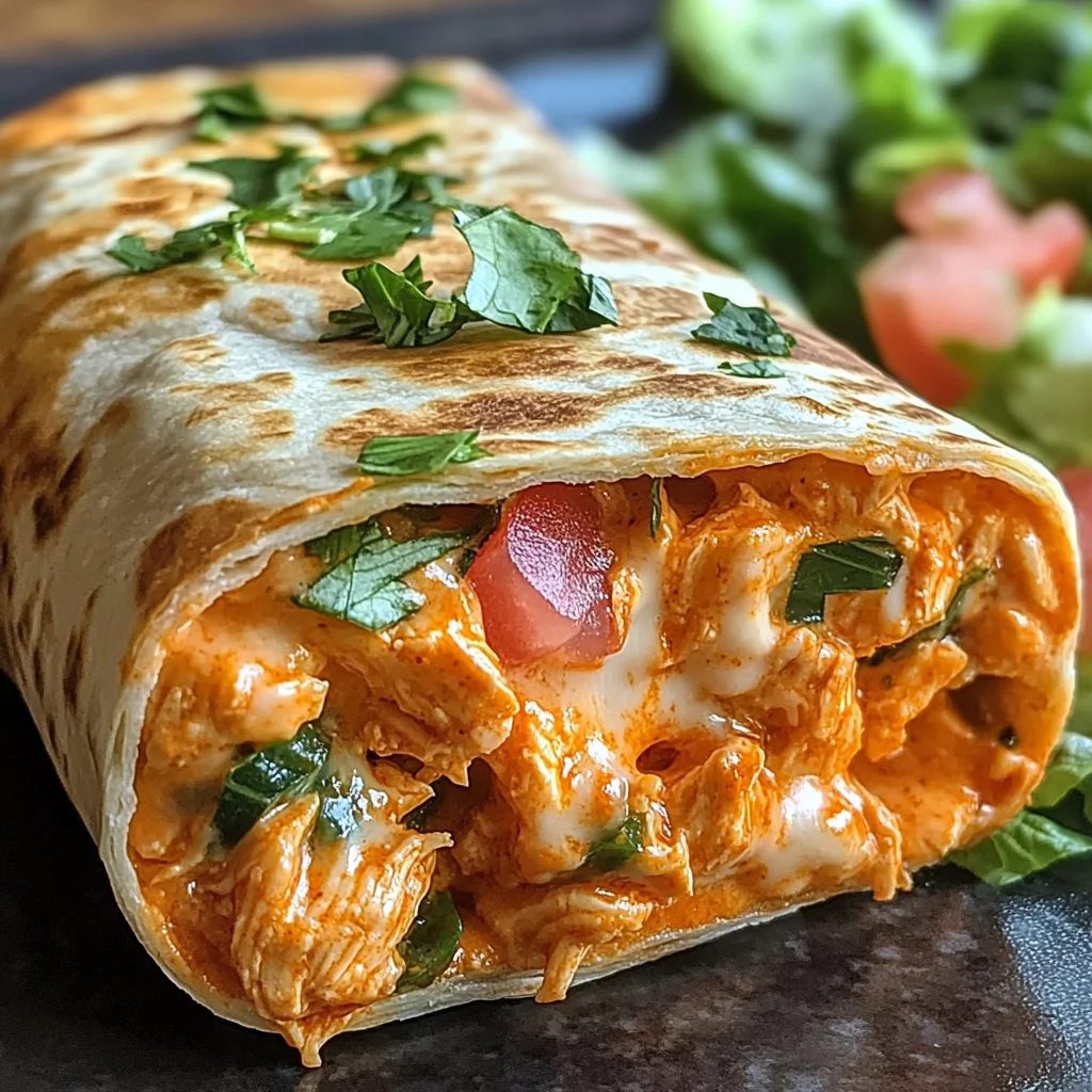 High Protein Low Calorie Cheesy Buffalo Chicken Burritos