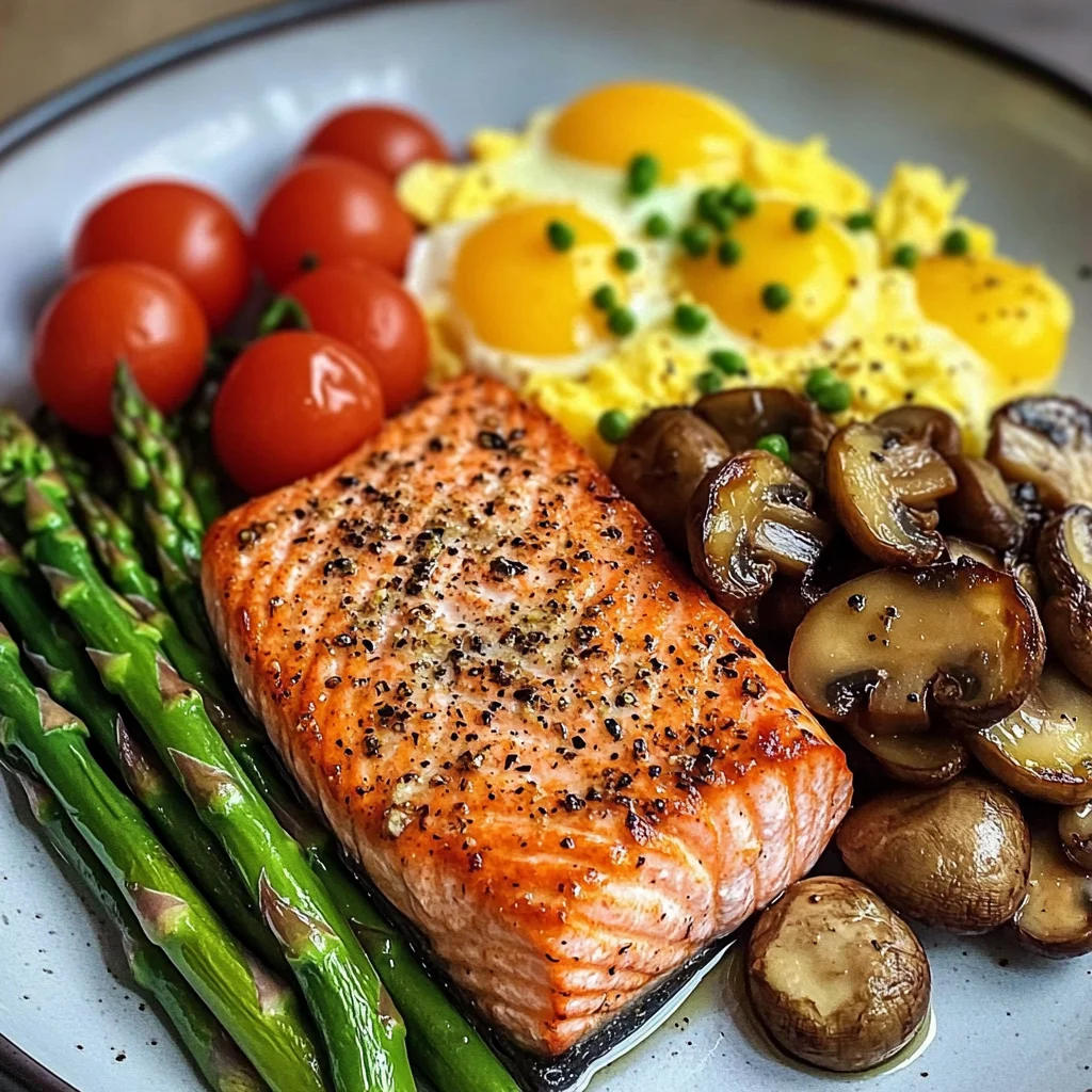 Nourishing Pan-Seared Salmon with Asparagus and Scrambled Eggs Recipe