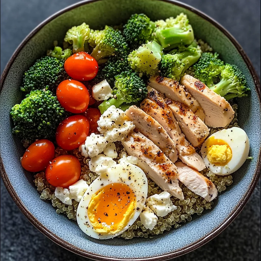 Protein-Packed Quinoa Bowl with Chicken, Eggs & Feta