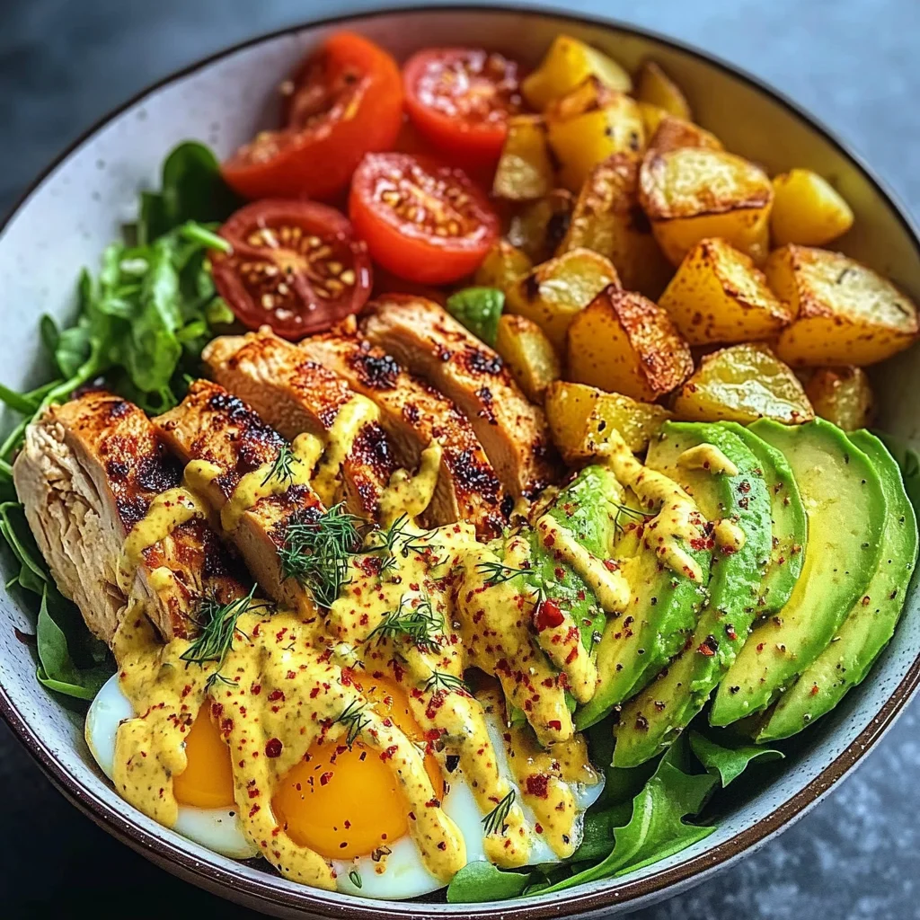 Protein Power Bowl with Avocado, Eggs, and Chicken