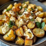 Roasted Potatoes with Baked Feta and Garlic