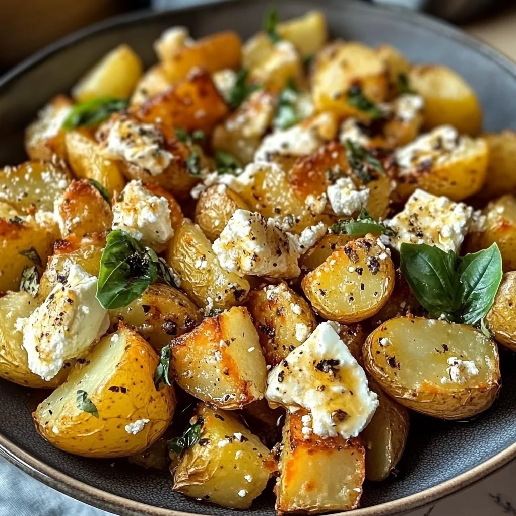 Roasted Potatoes with Baked Feta and Garlic