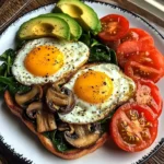 Savory Breakfast Plate with Mushrooms & Avocado