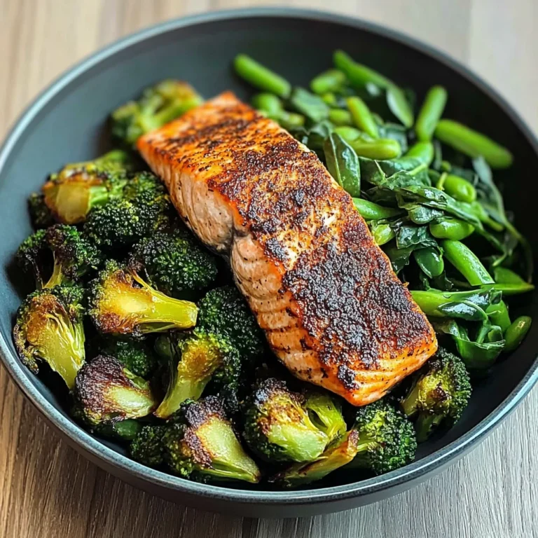 Spiced Salmon Bowl with Roasted Brussels, Sautéed Greens & Steamed Broccoli