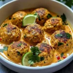 Thai Chicken Meatballs in Coconut Curry Sauce