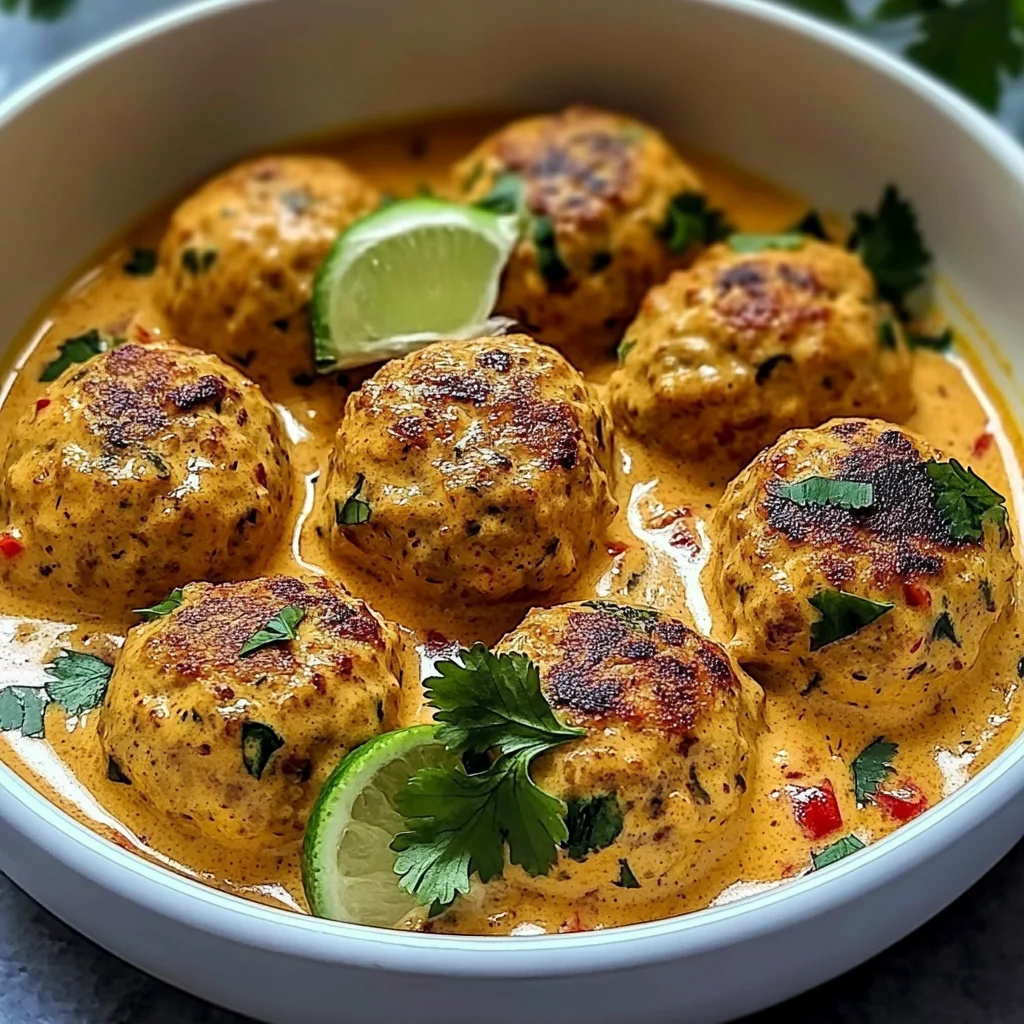 Thai Chicken Meatballs in Coconut Curry Sauce