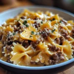 Cheesy Beef Bowtie Pasta with Garlic Butter Delights You!