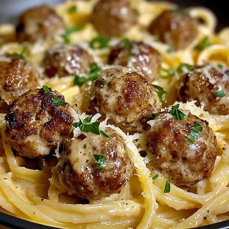 Garlic Butter Meatballs : Creamy Linguine Delight