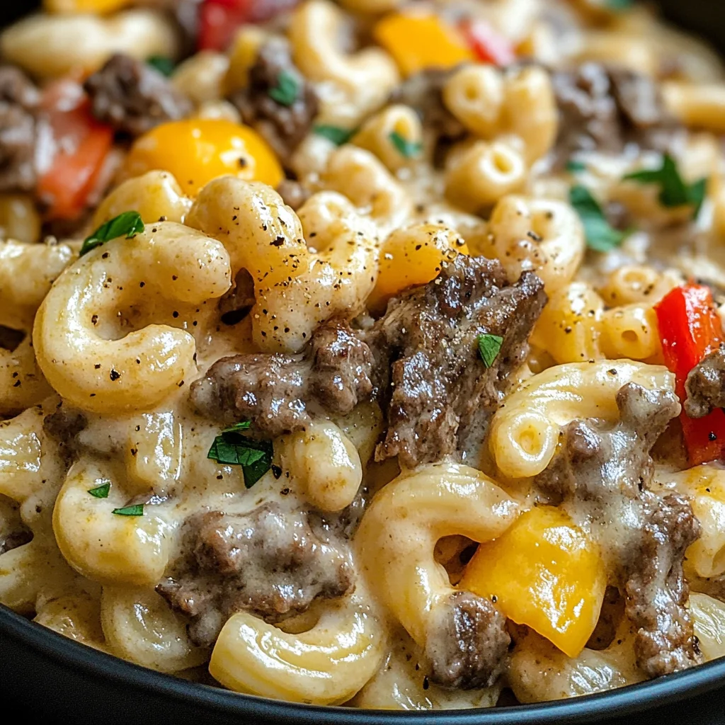 High-Protein Creamy Philly Cheesesteak Mac & Cheese