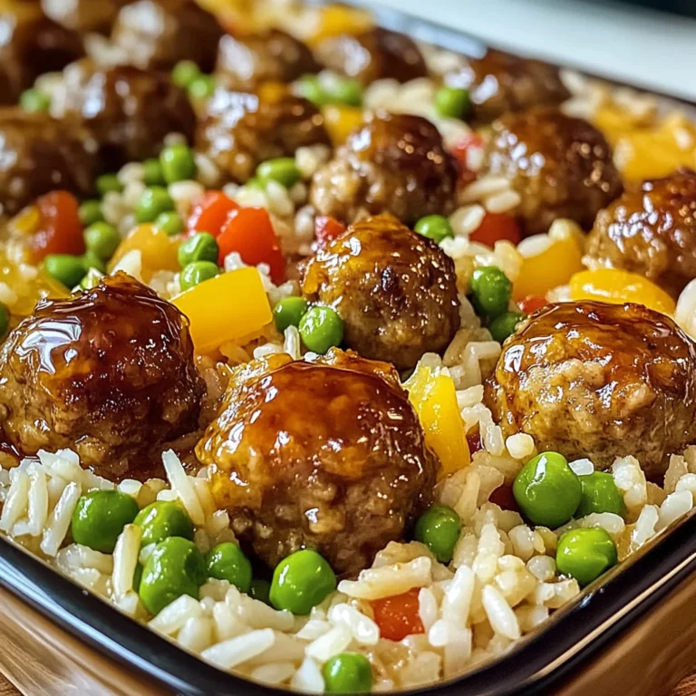 Honey Garlic Meatball & Rice Bake